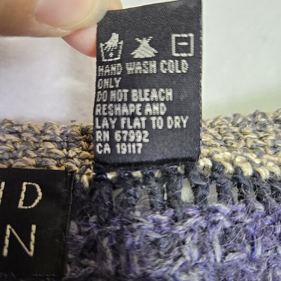 Y2K Sigrid Olsen Silk Mohair Women Cardigan Sweater Handknit Crochet Cabincore M - Picture 9 of 12